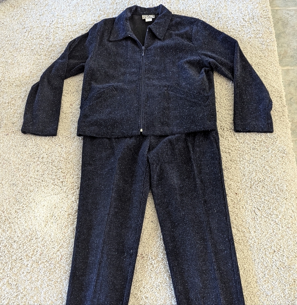 Woman's Navy Corduroy Jacket and Pant.Size Large Tau Supply